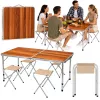 Ensemble de mobilier de camping LEAN - table pliante et 4 tabourets dans une valise en bois