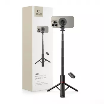 Tech-Protect L06S Perche à selfie trépied avec lumière LED et télécommande Bluetooth, noir