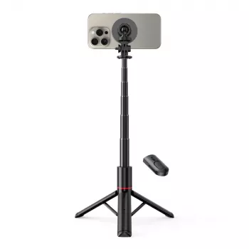 Tech-Protect L06S Perche à selfie trépied avec lumière LED et télécommande Bluetooth, noir