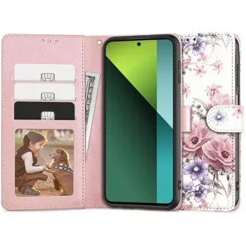 TECH-PROTECT Étui portefeuille pour Redmi Note 13 Pro 5G / Poco X6 5G avec emplacement pour carte, Floral