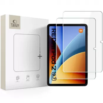 Protection d'écran en verre trempé Glass Fit+ TECH-PROTECT pour Xiaomi Redmi Pad 2 9.7 - lot de 2, transparente