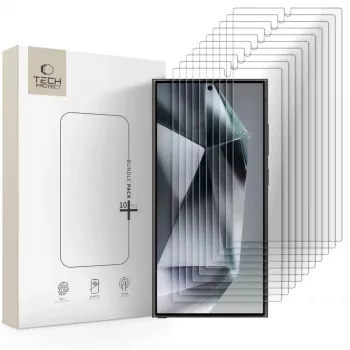 Lot de 10 protections d'écran en verre trempé TECH-PROTECT pour Samsung Galaxy S24 Ultra transparentes