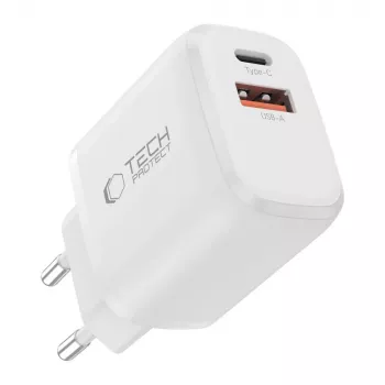 TECH-PROTECT NCA45W-GAN Chargeur réseau 2 ports PD 45W / QC3.0 blanc