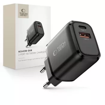 TECH-PROTECT NCA45W-GAN Chargeur réseau 2 ports PD 45W / QC3.0 noir