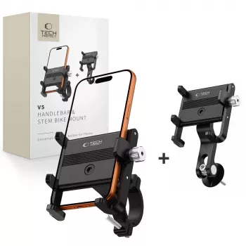 Support vélo universel TECH-PROTECT V5 pour guidon et potence, noir