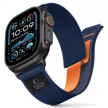 TECH-PROTECT NYLON ELITE APPLE WATCH 8 / 9 / 10 / 11 / SE / ULTRA (44 / 45 / 46 / 49 MM) bleu marine/orange