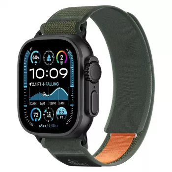 Bracelet TECH-PROTECT NYLON ELITE pour Apple Watch 8 / 9 / 10 / 11 / SE / ULTRA (44 / 45 / 46 / 49 mm), vert/orange