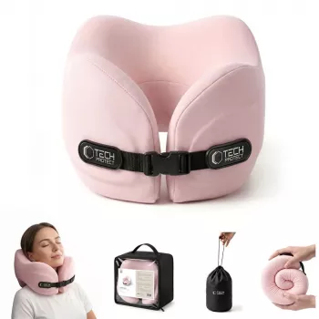 TECH-PROTECT COMFORTREST Coussin cervical de voyage rose