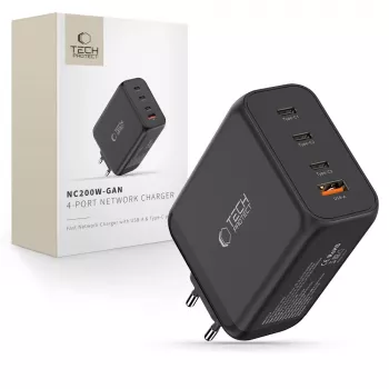 TECH-PROTECT NC200W-GAN Chargeur réseau 4 ports PD 200W / QC3.0 noir
