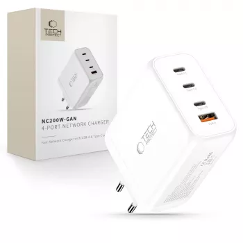 TECH-PROTECT NC200W-GAN Chargeur réseau 4 ports PD 200W / QC3.0 blanc