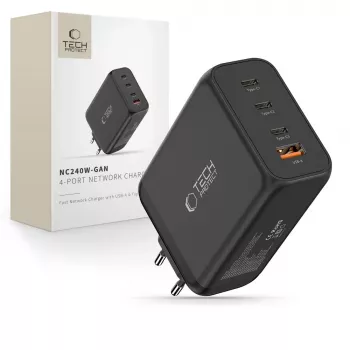 TECH-PROTECT NC240W-GAN Chargeur réseau 4 ports PD 240W / QC3.0 noir