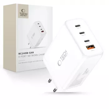 TECH-PROTECT NC240W-GAN Chargeur réseau 4 ports PD 240W / QC3.0 blanc