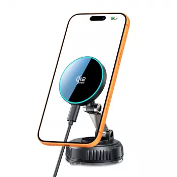 Chargeur sans fil magnétique TECH-PROTECT V8 Magnetic MagSafe pour pare-brise et tableau de bord, 25 W Qi2.2, noir