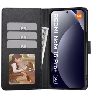 Tech-Protect Coque portefeuille pour Xiaomi Poco M8 Pro / Redmi Note 15 Pro+ Plus 5G, noir mat