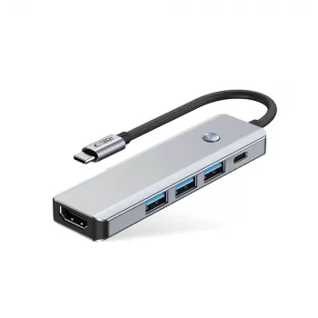 TECH-PROTECT HB01 adaptateur hub 5IN1 Type-C + USB3.0 + HDMI 4K 60HZ + PD100W gris sidéral