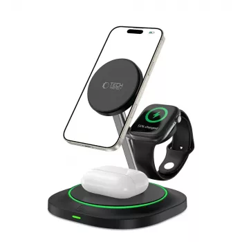 Tech-Protect QI15W-A46 station de charge sans fil MagSafe 3IN1 noire