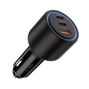 Chargeur de voiture TECH-PROTECT CC04 3 ports PD 130W, noir