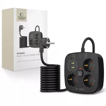 Multiprise TECH-PROTECT PCS3X4 2 USB & 2 Type-C & 3 prises 200cm noir