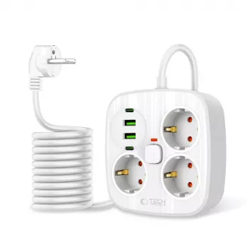 TECH-PROTECT PCS3X4 Multiprise 2 USB & 2 Type-C & 3 prises 200cm blanche