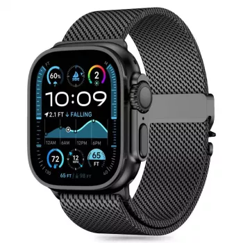 TECH-PROTECT MILANO Bracelet boucle milanaise en maille d'acier inoxydable pour Apple Watch 8 / 9 / 10 / 11 / SE / Ultra (44 / 45 / 46 / 49 mm) Noir
