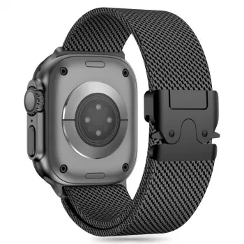 TECH-PROTECT MILANO Bracelet boucle milanaise en maille d'acier inoxydable pour Apple Watch 8 / 9 / 10 / 11 / SE / Ultra (44 / 45 / 46 / 49 mm) Noir