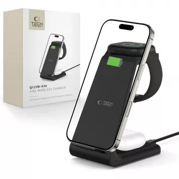 TECH-PROTECT QI15W-A36 Chargeur sans fil 3-en-1 pour Apple Noir