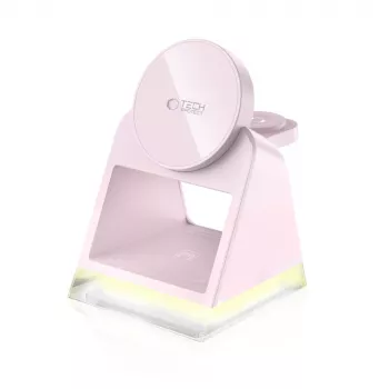 Tech-Protect QI15W-A43 3IN1 Station de charge sans fil MagSafe rose