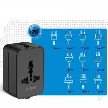 TECH-PROTECT TA300 Adaptateur de voyage EU / UK / US / AU noir