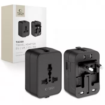 TECH-PROTECT TA300 Adaptateur de voyage EU / UK / US / AU noir