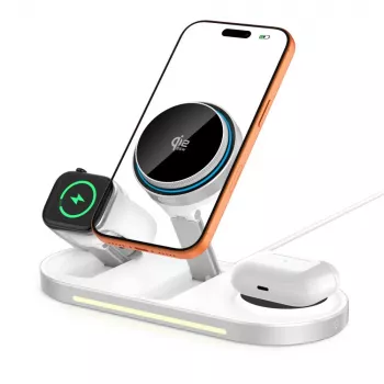 Chargeur sans fil magnétique MagSafe 3 en 1 TECH-PROTECT A51 ARCTICBOOST 25 W Qi2.2 blanc
