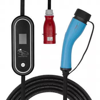 Chargeur mobile pour véhicule électrique Akyga AK-EC-22, Type 2, prise CEE 5 broches, triphasé, 32 A, 22 kW, LCD, 5 m
