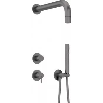 DEANTE ensemble de douche encastré avec douchette - noir mat, mitigeur mono-commande, laiton, flexible 150 cm