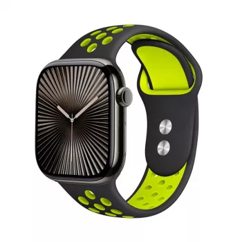 Bracelet Crong Duo Sport pour Apple Watch 38/40/41/42 mm (noir/vert citron)
