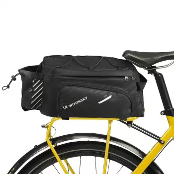Sac de porte-bagages pour vélo Wozinsky 9 L avec bandoulière et housse de pluie, noir (WBB22BK)