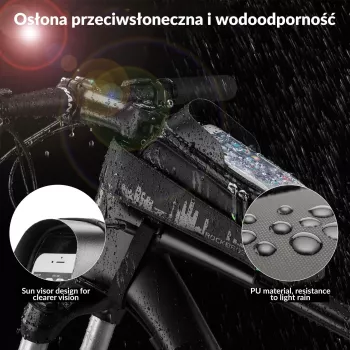 Sacoche de cadre vélo ROCKBROS 029-1BK avec pochette pour téléphone - noir