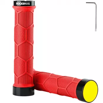 ROCKBROS Poignées de guidon de vélo avec bandes réfléchissantes - Rouge