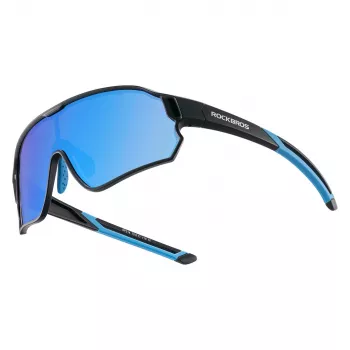 ROCKBROS Lunettes de cyclisme polarisées pour enfants 8-14 ans - Noir-Bleu