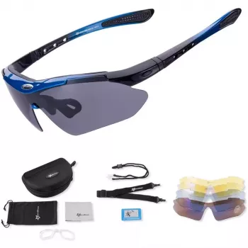 ROCKBROS 10007 Lunettes de cyclisme polarisées - Noir/Bleu