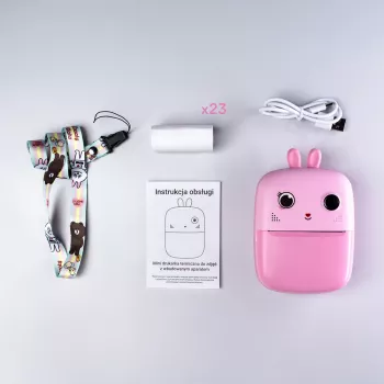 HURTEL mini imprimante thermique pour enfants avec appareil photo et caméra - rose