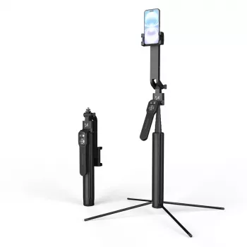 Perche à selfie Premium Wozinsky WST-360YS 1,8 m avec fonction trépied, suivi de visage IA automatique à 360°, commande par gestes - noir