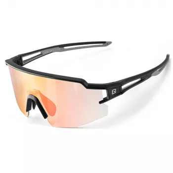ROCKBROS Lunettes de cyclisme photochromiques avec protection UV et insert RX - verres orange - monture noire