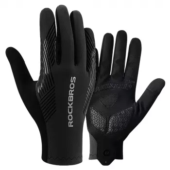 Gants de cyclisme à doigts longs ROCKBROS printemps/été/automne, taille XL, noirs