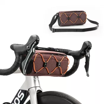 Sacoche de guidon de vélo ROCKBROS 2,2 L marron en cuir PU et EVA déperlant avec support pour téléphone