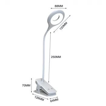 WOZINSKY Lampe de lecture LED sans fil mini avec pince et câble USB-C - Blanc