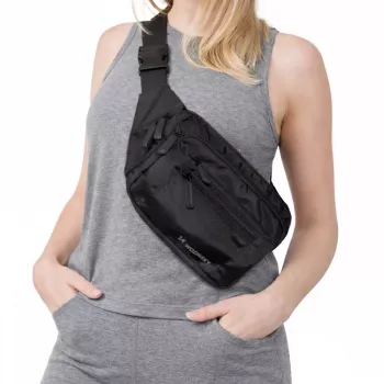 Sac banane / sac à bandoulière unisexe Wozinsky WSB-W1 avec sangle réglable, résistant à l'eau - noir