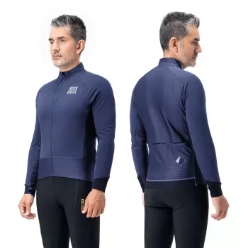 Veste cycliste hiver ROCKBROS YDWT014 double couche, polaire thermique, coupe-vent, déperlante, bleue, taille M