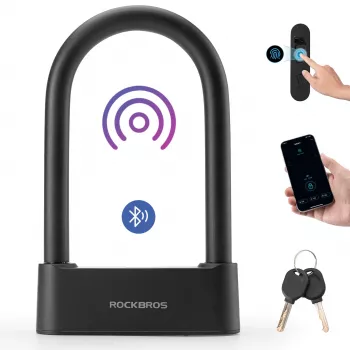 Antivol câble pour vélo ROCKBROS SMART à empreinte digitale et Bluetooth 100 cm noir