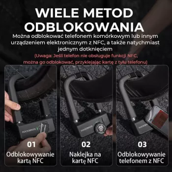 Antivol en U ROCKBROS RBNS1 SMART NFC - noir