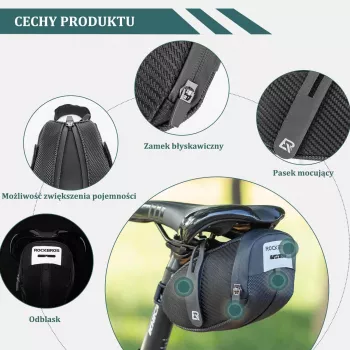 Sacoche de selle Rockbros B74, 0,75 L, noire