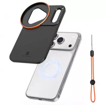 Coque de protection photo KF avec support d'objectif 58 mm pour Apple iPhone 17 Pro Max - noir